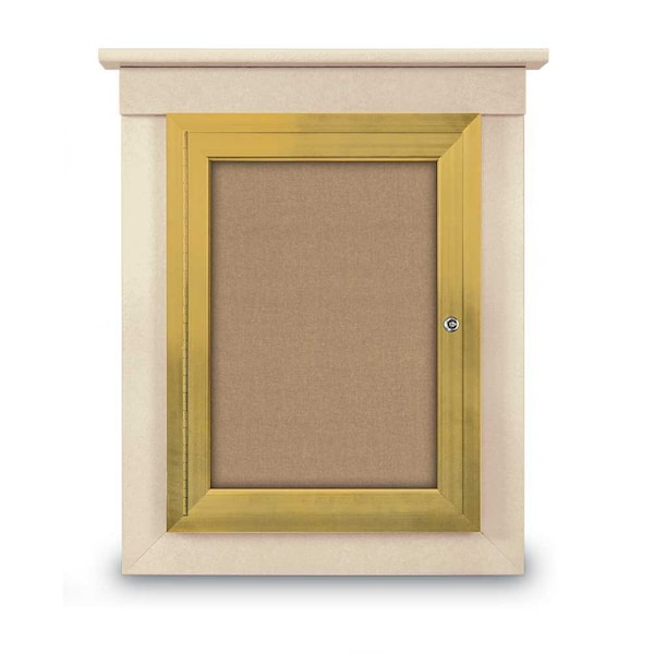 42"x32" 2-Door Enclosed Letterboard, White Vinyl/Lt Oak
